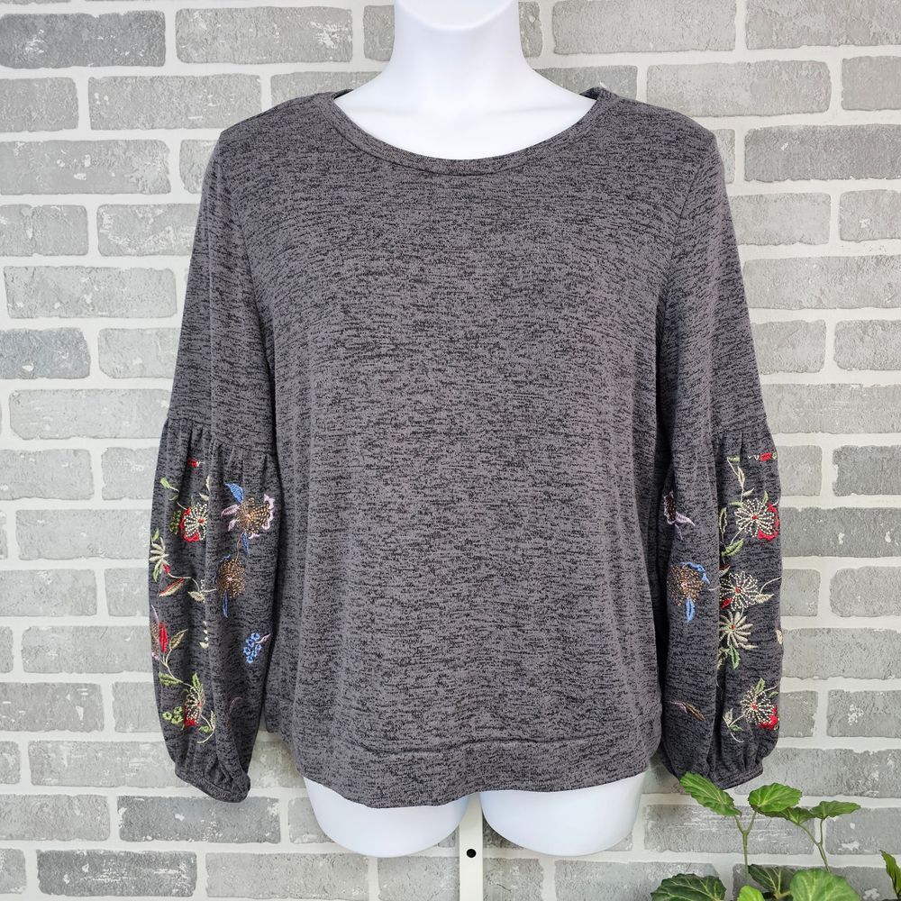 Time and‎ Tru Embroidered Balloon Sleeve Top Pullover Blouse Womens XL Boho